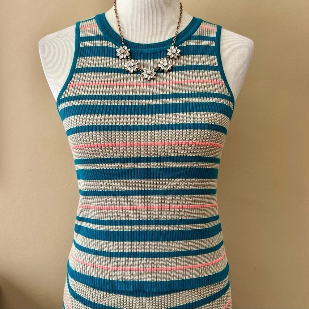 Anthropologie Dolan Striped Knit Skirt Set Sleeveless Pleated Two Piece S NWT